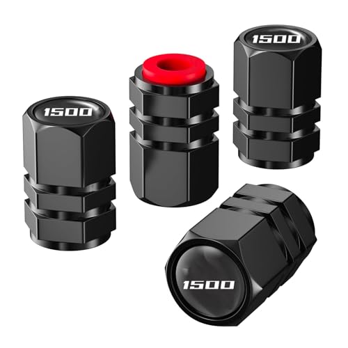 Aluminum 4pcs Tire Valve Cap Cover Set Compatible with Ram 1500 Tire Valve Stem caps fiit for Ram 1500 Car Accessories Decor. (Black-for-15-00)
