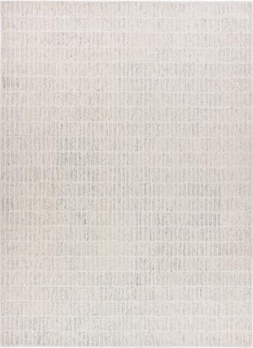 RUGORIA Hand-Tufted 100% Wool Area Rug – Unique Modern Geometric Grid Pattern, Soft Plush Textured Carpet for Living Room, Bedroom, Dining Room & Entryway (Grey, Beige, 4' x 6')