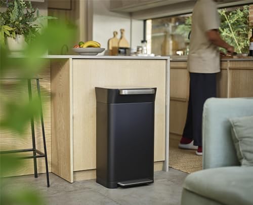 Joseph Joseph Intelligent Waste Titan Trash Can Compactor with Odor Filter, Compacts up to 3X Trash, 30L/7.9 Gallons, Black