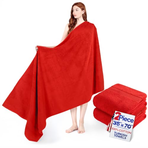 American Veteran Towel 100% Cotton 35x70 Extra Large Turkish Bath Towels for Bathroom 2 Pack, Soft Drying Bathroom Bath Towels