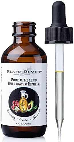 Rustic Remedy 100% Organic, Cold-Pressed Rosemary, Castor and Avocado Oil | Growth & Frizz Repair Oil Treatment (2 oz) | 100% Natural, Pure Oil for Dry Damaged Hair for Women and Men