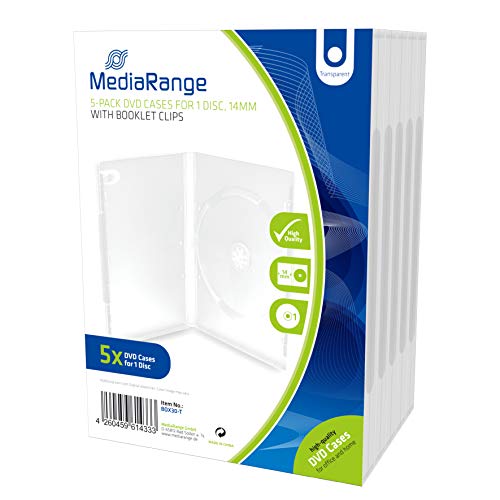 MediaRange DVD-Leerhülle für 1 Disc, 14mm, transparent, 5er Pack