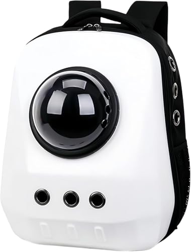 lisBabyペットキャリーバッグ 大型 猫リュック 耐荷重8Kg キャリーバッグ 宇宙船 カプセル 広々空間 軽量 ペットバッグ 小型犬用 バッグ 猫犬兼用バックパック (ホワイト)