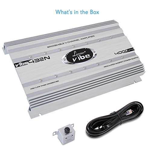 Premium Lanzar Car Audio, Amplifier Car Audio, Car Stereo Amplifier, 4,000 Watt, 4-Channel, Mosfet Amplifier, Rca Input, Subwoofer Bass Control, Power Amp, Led Indicator, Car Electronics #TOP6