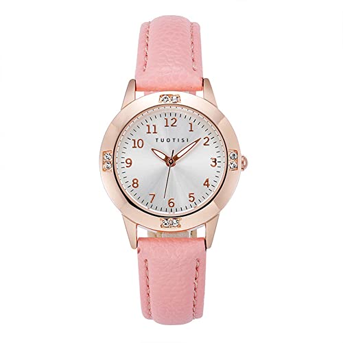 Girls Student Watch - Simple Japan Quartz Casual Leather Strap Watches for Ladies Fashion Women Ages 11-15