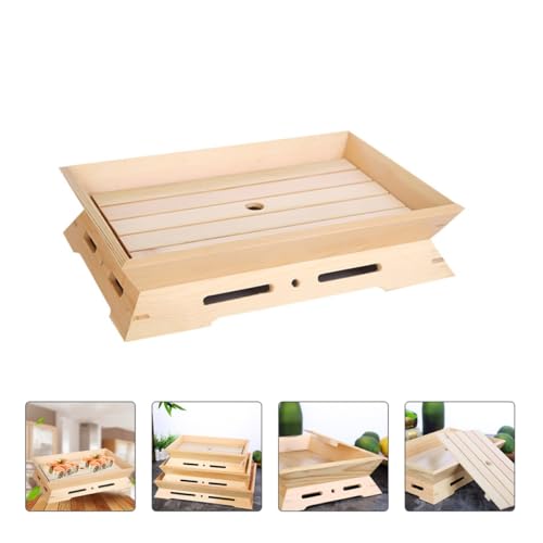Plato de sushi de madera Uonlytech 34x24 cm doble cara miniatura 7