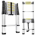 LOOBMBNS Telescoping Ladder 10.5 FT, Aluminum Telescopic Extension Ladder, Compact Collapsible Ladder with Non-Slip Foot Cover& Locking Mechanism, 330 Lb Capacity