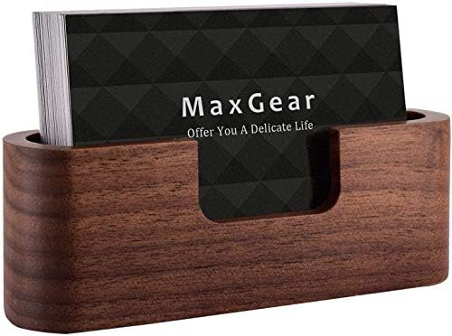 MaxGear Business Card Holder Wood Business Card Holder for Desk Business Card Display Holder Desktop Business Card Stand for Office, Tabletop - Oval