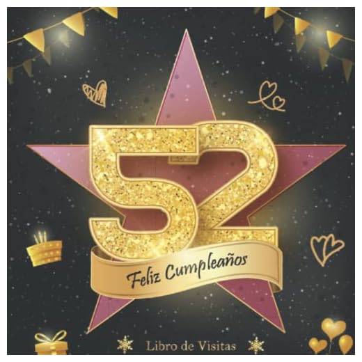 Libro de Visitas 52 Cumpleaños: Felicitaciones y fotos de los invitados | fiesta cumpleaños 52 años | para hombres y mujeres | Hollywod el paseo de la fama
