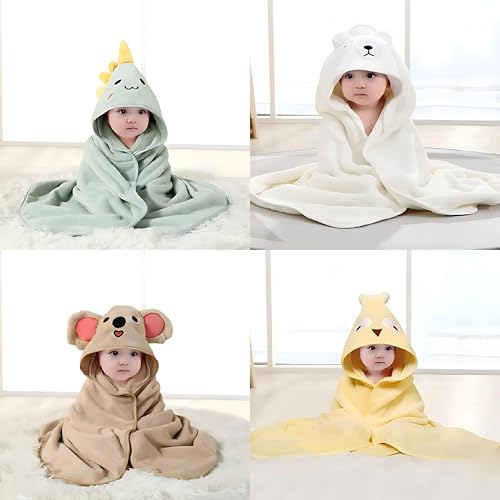 Image of Hooded Baby Towel - 4 Pack Premium Soft Bath Towel for Baby, Newborn,Infant - Ultra Absorbent,Natural Baby Stuff Towel, Soft Coral Velvet Coral Fleece Bath Towel for Boys and Girls