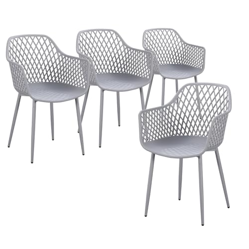 TAO ONE Lot de 4 chaises de Salle à Manger avec accoudoirs, Motif Diamant ajouré, chaises...