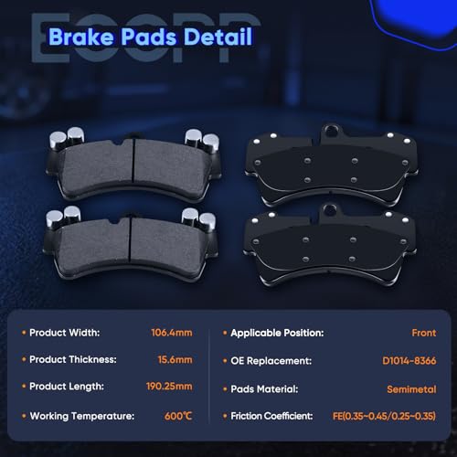 Image of Brake Pads,ECCPP 8pcs Ceramic Disc Brake Kits Fit For Audi For Q7 2007-2015
