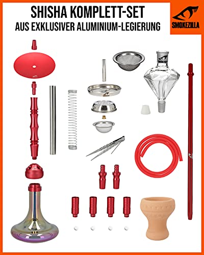 Smokezilla® MINYA 2S 2-Schlauch-Set Aluminium Rainbow Shisha | Spitze Optik mit Regenbogen Bowl und Diamond… – Bild 3