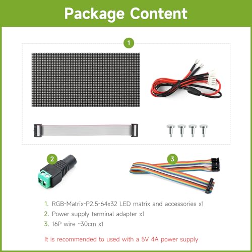 Image of Waveshare RGB Full-Color LED Matrix Panel, 2.5Mm Pitch, VIA 64A-32 Pixels, Adjustable Brightness, Compatible With Raspberry Pi /Raspberry Pi Pico