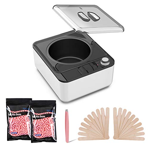 Non-stick Waxing Kit for Women & Men's Hair Removal, Super Easy Cleaning Wax Warmer with 200g Hard Wax Beans, 20 Applicator Sticks, at Home Waxing Machine for Face, Armpit, Bikini, All Body Waxing