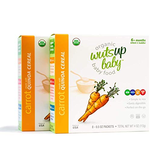 Anemec 2pk 8X Organic Quinoa Infant & Baby Cereal Travel Packs w/Naturally Rich in Vitamins & Mineral, Complete Protein. Easiest First Foods to Digest. by WutsupBaby - 4oz (8 Packx0.5oz) (Carrot)