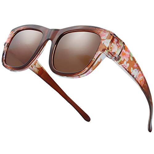 Image of The Fresh High Definition Polarized Wrap Around Shield Sunglasses for Glasses - Leather Eyeglasses Case