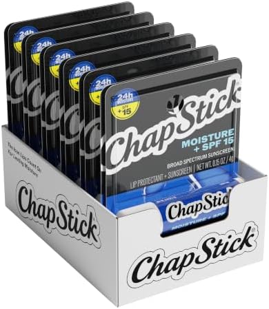 ChapStick Moisturizer Original Lip Balm Tubes, SPF 15 and Skin Protectant - 0.15 Oz (Pack of 12)