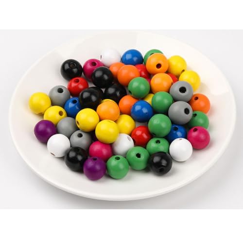 Wambere Pack of 200 16 mm Wooden Beads, Round Wooden Beads, Craft Beads for Threading Loose Beads, Scattered Beads - Image 4