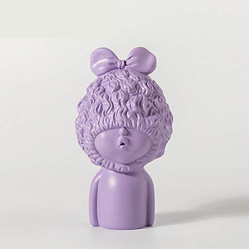 Statue violette en résine pour décorer votre bureau ou étagère de maison