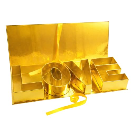 Image of Love Box with Ribbon - 1 No Without Waterproof Liner for Flowers & Gift Hampers - Gold