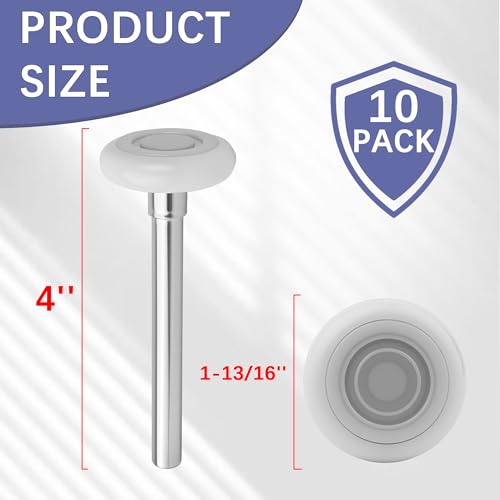 Image of 10 Pack 4 inch Stem 2 inch White Nylon Garage Door Roller with Protective Sealed-Cap(Dustproof), Ultra Quiet & Long-Lasting, Commercial High Load Capacity, Double Sealed Bearings