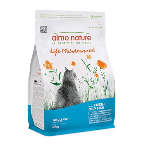 Almo Nature Life Maintenance - Croquettes pour Chats Adultes avec Poisson Bleu Frais comme 1er Ingrédient - Sac de 2kg