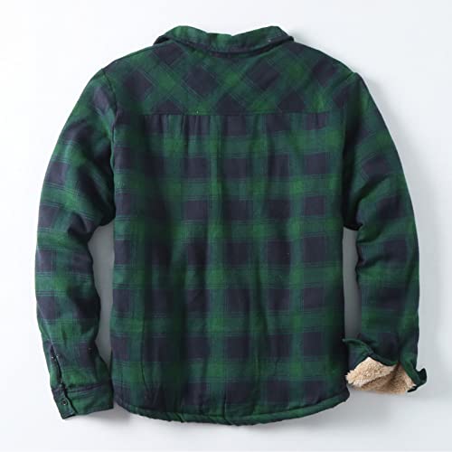 Mens Jacket Fall Winter Fleece Thick Brushed Plaid Lambswool Button Down - image 3