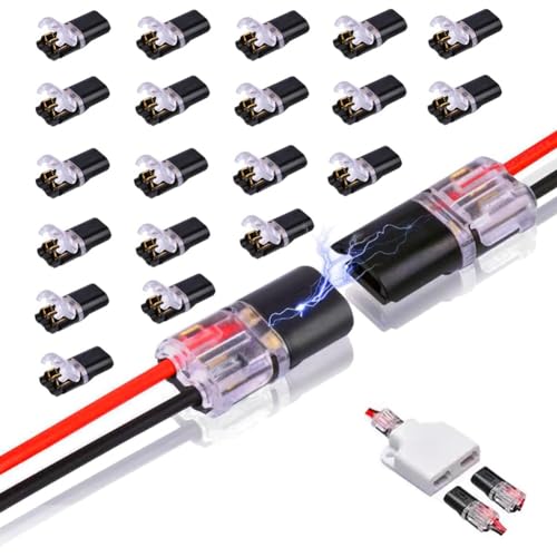 Pomoflexi Conector Enchufable de Doble Cable de 20 Piezas, Conectores de Cable LED Enchufables de 2 Pines y 2 VíAs, con Hebilla de Bloqueo, Conectores de Cable RáPidos