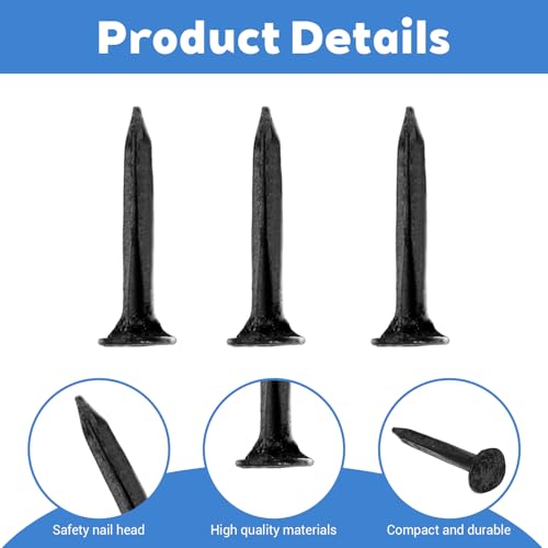 image for Bremorou 600 Pcs Nails for Shoe Repair 13mm Black Iron Stud Metal Nail