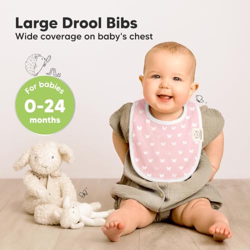 Image of KeaBabies 8-Pack Organic Baby Bibs for Drooling and Teething (Butterflies) | Soft Cotton Bibs for Baby Girl, Boy, Extra Absorbent, Easy to Clean & Put On, Toddler, Newborn, Infant 0-24 Months