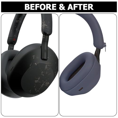 Set de 3 fundas para Sony WH-1000XM5 - Cubierta de almohadilla para oídos, cubierta para diadema y funda para auriculares en silicona suave (Azul) miniatura 5