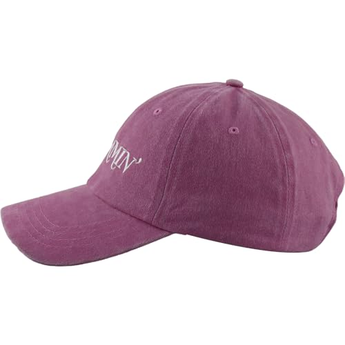 Image of Funny Mommin Hat, Distressed Cotton Adjustable Embroidered Mama Baseball Cap