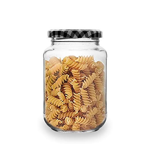 Image of Croco Glass Jar Round Shape Storage Glass Jar (Black Check Set Of 12, 500ml)