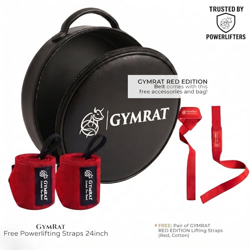 Image of GYMRAT RED EDITION 13MM Adjustable Weightlifting Lever Belt for Man and Women, Weightlifting with Adjustable Heavy Duty Buckle, Professional Weight Lifting Belt