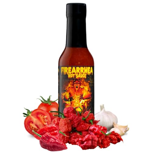 Hellfire Hot Sauce Firearrhea - Extreme Hot Sauce with the World’s Hottest Four Peppers, 5 oz.