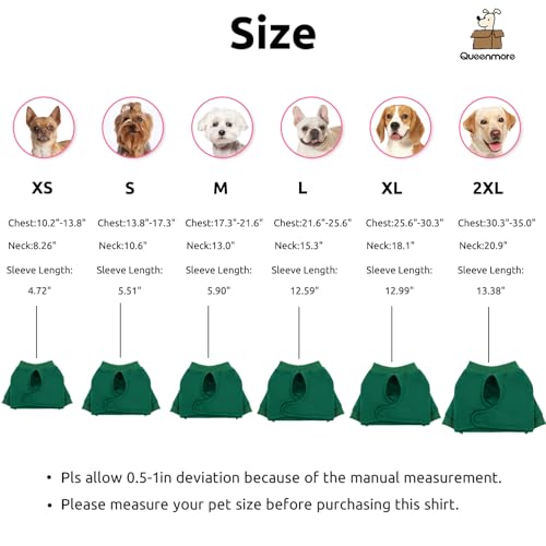 Image of Queenmore Dog Recovery Suit for Front Legs, Adjustable Dog Leg Sleeves to Stop Licking, Breathable Recovery Sleeve for Large Breeds, Wound Care for Pets, Green, L
