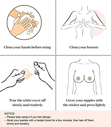 Sdrela 50 Pieces Nipple Pasties For Women Disposable Nipple Cover Breast Petals Invisible Self-Adhesive Nipple Stickers,Sd0301-Beige #TOP4