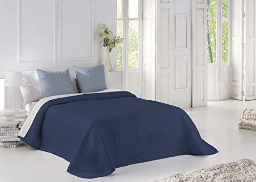 ANTILO TEXTIL Colcha BOUTI Reversible Palermo (Azul/Azul Marino, 270x270 (+2 Fundas cojín 50x70))