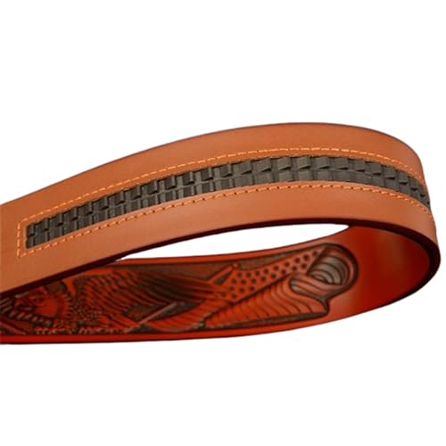 Men's Ratchet Dress Belt With Eagle Pattern Premium Leather, Adjustable Silver Auto Slide Buckle4