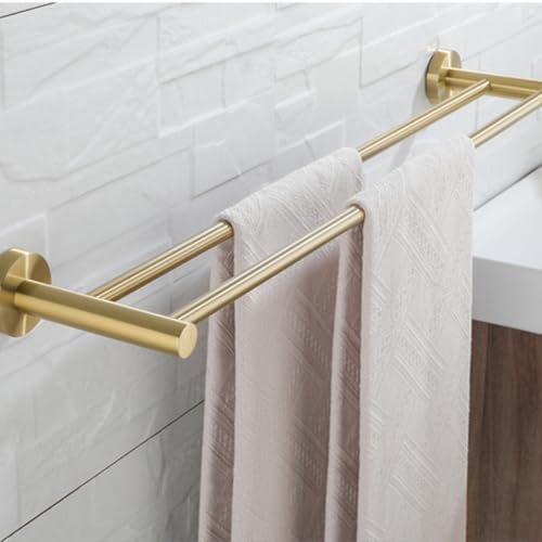 Porte-serviettes double barre or brossé mural en acier inox 304