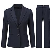 YYNUDA Hosenanzüge für Damen Fallendes Revers Zwei Einreiher Slim Elegant Taillierter Business Hosenanzug（Blau M）