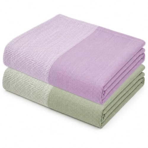 Image of Thirsty Towel by Doctor Towels, Bamboo Bath Towel Slub 250 GSM | Pack of 2 Quick Dry & Ultra Soft | Antimicrobial Bamboo Towels for Bath Large Size 75 x 150 cm for Men & Women - Green, Viola