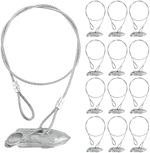 12 Pack Ground Earth Anchors - Easy Hook Anchor with 30" Long x 1/8" Cable, Ideal for Securing Shed, Fence, Green House, Swing Set and More
