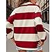 Rugby Shirt Women Striped Collared Long Sleeve Rugby Polo Shirts Oversized Stripes Color Block Sweatshirt Y2K Vintage Pullover Jersey Top Fall Trendy