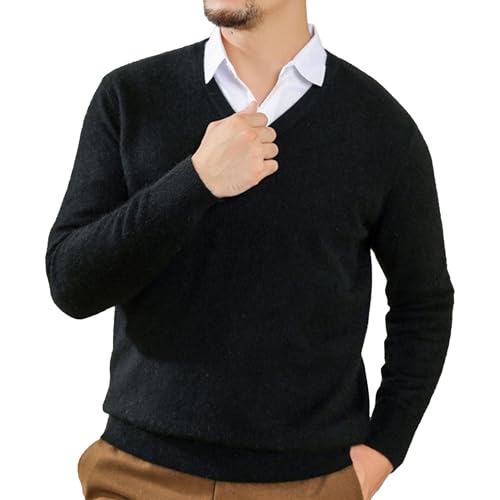 JEShifangjiusu Men's Wool Blend V-Neck Sweater Lightweight Slim Fit Knit Pullover Comfortably Soft Breathable Sweaters