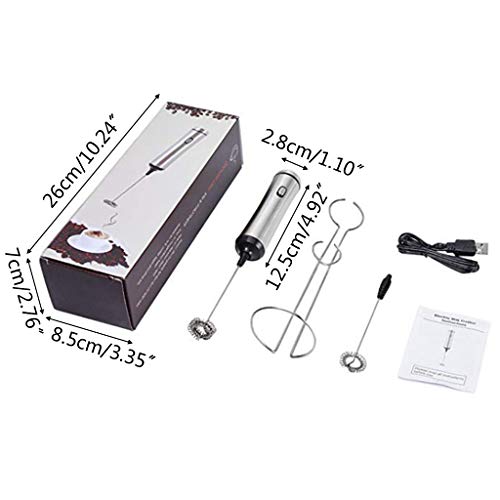 illombo Elektrischer Milchaufschäumer mit USB aufladbar, Doppelfeder-Schneebesen, Edelstahl, Handgerät, Kaffee-Schaum… – Bild 3