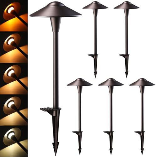 LEONLITE Update 5CCT Low Voltage Pathway Lights, LED Landscape Path Lights,...