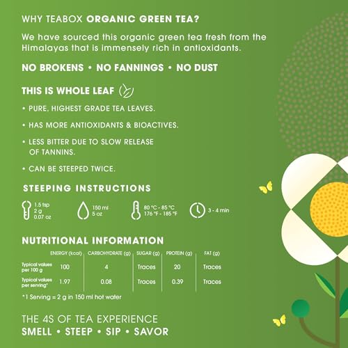 Image of Teabox Green Tea Loose Leaves | Made with 100% Whole Leaf, Sourced from Highlands | 0% Bitterness Assured | 100G (Pack of 3)