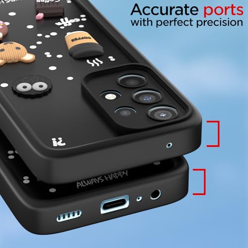 Image of Pikkme Back Cover for Samsung Galaxy A52 / A52s 5G | 3D Cartoon Silicone Case Cute & Fun Full Protective Bumper Cover (Black)
